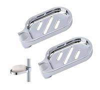 2Pcs Shower Rail Soap Holder, 22mm Clip-on Bathroom Soap Dish Adjustable Shower Pole Soap Tray, ABS Rustproof Waterproof Clip on Soap Holders for 22MM Tube Rod Pole Bathroom Kitchen Sink (Silver)