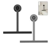 2Pcs Shower Squeegee 22CM Household Window Glass Wiper with Strong Suction-Cup Holder, Multi-Use for Bathroom Kitchen Mirror Car, Durable for Water Stain Removal(Black & Grey)