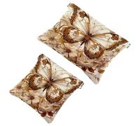 2Pcs Shrapnel Pouch for Purse, Black Background Art Butterfly-1783 Waterproof Makeup Bag, Portable Pouch for Women Gifts, Multicolor 06, A：7.1x5.8in/18x14.8cm，B:4.7x4.5in/12x11.5cm