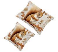 2Pcs Shrapnel Pouch for Purse, Blue Flower Squirrel-1255 Waterproof Makeup Bag, Portable Pouch for Women Gifts, Multicolor 03, A：7.1x5.8in/18x14.8cm，B:4.7x4.5in/12x11.5cm