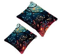 2Pcs Shrapnel Pouch for Purse, Colorful Flower Fat Squirrel-1354 Waterproof Makeup Bag, Portable Pouch for Women Gifts, Multicolor 06, A：7.1x5.8in/18x14.8cm，B:4.7x4.5in/12x11.5cm