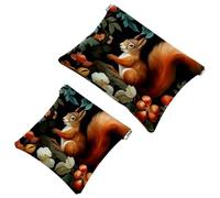 2Pcs Shrapnel Pouch for Purse, Colorful Flower Squirrel-1288 Waterproof Makeup Bag, Portable Pouch for Women Gifts, Multicolor 03, A：7.1x5.8in/18x14.8cm，B:4.7x4.5in/12x11.5cm
