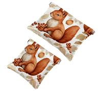 2Pcs Shrapnel Pouch for Purse, Colorful Flower Squirrel-1288 Waterproof Makeup Bag, Portable Pouch for Women Gifts, Multicolor 09, A：7.1x5.8in/18x14.8cm，B:4.7x4.5in/12x11.5cm