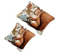2Pcs Shrapnel Pouch for Purse, Colorful Flower Squirrel-1288 Waterproof Makeup Bag, Portable Pouch for Women Gifts, Multicolor 04, A：7.1x5.8in/18x14.8cm，B:4.7x4.5in/12x11.5cm