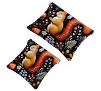 2Pcs Shrapnel Pouch for Purse, Colorful Flower Squirrel-1288 Waterproof Makeup Bag, Portable Pouch for Women Gifts, Multicolor 01, A：7.1x5.8in/18x14.8cm，B:4.7x4.5in/12x11.5cm