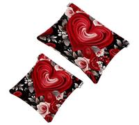 2Pcs Shrapnel Pouch for Purse, Colorful Love Tree Seedlings-727 Waterproof Makeup Bag, Portable Pouch for Women Gifts, Multicolor 05, A：7.1x5.8in/18x14.8cm，B:4.7x4.5in/12x11.5cm