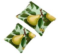 2Pcs Shrapnel Pouch for Purse, Green Leaves and Yellow Pears-1915 Waterproof Makeup Bag, Portable Pouch for Women Gifts, Multicolor 03, A：7.1x5.8in/18x14.8cm，B:4.7x4.5in/12x11.5cm