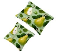 2Pcs Shrapnel Pouch for Purse, Green Leaves and Yellow Pears-1981 Waterproof Makeup Bag, Portable Pouch for Women Gifts, Multicolor 04, A:7.1x5.8in/18x14.8cm,B:4.7x4.5in/12x11.5cm