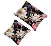 2Pcs Shrapnel Pouch for Purse, Ink Plants-331 Waterproof Makeup Bag, Portable Pouch for Women Gifts, Multicolor 08, A：7.1x5.8in/18x14.8cm，B:4.7x4.5in/12x11.5cm
