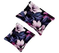 2Pcs Shrapnel Pouch for Purse, Ink Plants-397 Waterproof Makeup Bag, Portable Pouch for Women Gifts, Multicolor 04, A：7.1x5.8in/18x14.8cm，B:4.7x4.5in/12x11.5cm