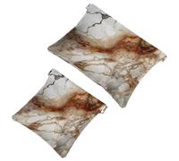 2Pcs Shrapnel Pouch for Purse, Ink Textured Marble-364 Waterproof Makeup Bag, Portable Pouch for Women Gifts, Multicolor 02, A：7.1x5.8in/18x14.8cm，B:4.7x4.5in/12x11.5cm