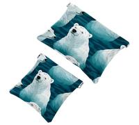 2Pcs Shrapnel Pouch for Purse, Polar Bears Walking on the Snow-34 Waterproof Makeup Bag, Portable Pouch for Women Gifts, Multicolor 10, A：7.1x5.8in/18x14.8cm，B:4.7x4.5in/12x11.5cm