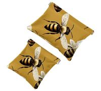 2Pcs Shrapnel Pouch for Purse, Starry Bees Pattern-1288 Waterproof Makeup Bag, Portable Pouch for Women Gifts, Multicolor 03, A：7.1x5.8in/18x14.8cm，B:4.7x4.5in/12x11.5cm