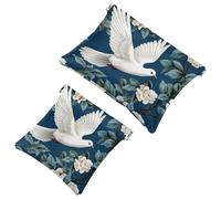 2Pcs Shrapnel Pouch for Purse, the Little White Pigeon in the Flowers-1981 Waterproof Makeup Bag, Portable Pouch for Women Gifts, Multicolor 09, A：7.1x5.8in/18x14.8cm，B:4.7x4.5in/12x11.5cm