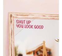 2Pcs Shut Up You Look Good Mirror Sticker - Vinyl Mirror Decals for Vanity Mirror, Waterproof Mirror Inspirational Stickers for Girls, Iotivational Dressing Mirror Stickers (Pink)