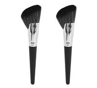 2pcs Sickle Contour Brush, Makeup Shading Brush with Soft Synthetic and Wooden Handle, Ergonomic Face Contouring Cosmetic Tool for Bronzer Foundation Blending