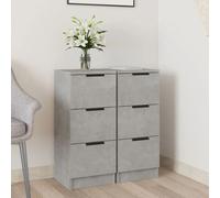 vidaXL Sideboards 2 pcs Concrete Grey 30x30x70 cm Engineered Wood
