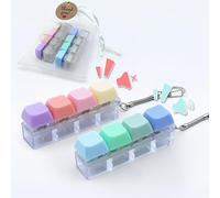 2Pcs Silent & Clicky Keyboard Fidget Toys for Anxiety Relief - Tactile Keyboard Clicker Fidgets for Adults & Teens, Clicky Switch Sensory Fidget Keychain, Portable Stress Reliever Gift for Office/ADHD