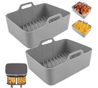 2pcs Silicone Air Fryer Liner for Ninja Air Fryer Dual AF400UK, AF451UK, AF500UK, air Fryer Accessories for Ninja Air Fryer Liners, Air Fryer Silicone Liner for Ninja Air Fryer Accessories (Grey)