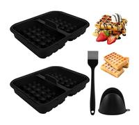 2Pcs Silicone Air Fryer Liner for Ninja Air Fryer Silicone Waffle Moulds with Gloves Brush Ninja Air Fryer Accessories Waffle Insert Durable Waffle Mold for AF400EU AF451EU SL400EU AF300EU Black