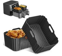 2PCS Silicone Air Fryer Liners, Food Grade Silicone Liners for Ninja, Reusable Air Fryer Accessories Custom Made for Ninja AF400UK AF451UK & DZ400UK 9.5L