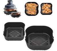 2PCS Silicone Air Fryer Liners for Ninja CRISPi Air Fryer FN101UKGY, Airfryer Silicone Liners for Ninja Crispi 4-in-1 Portable Glass Air Fryer Cooking System 3.8L & 1.4L