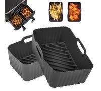 2Pcs Silicone Air Fryer Liners for Ninja Foodi Dual DZ201, Non-Stick Air Fryer Basket Accessories, Reusable Liners Fits 8 QT
