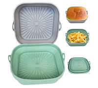 2Pcs Silicone Air Fryer Liners Square Foldable 8inch Large Air Fryer Silicone Pot Reusable Accessories Fit for 3.8-5.8L, Replacement for Disposable Parchment Paper Liner