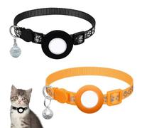 2Pcs Silicone Airtag Cat Collar Breakaway Adjustable Cat Collar Escape Proof Reflective Kitten Collar Lightweight Cat Tracker Collar for Kitten Puppy