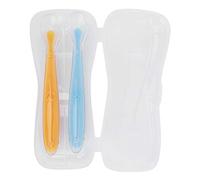2PCS Silicone Baby Spoons Feeding Spoons Soft Tip for Infant Babies Over 4 Months Old with Box (Yellow Blue)