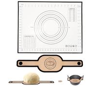 2PCS Silicone Baking Mat for Dutch Oven, 8.3 Inch Non Stick Heat Resistant Bread Sling with Long Handle for Transferring Dough, Reusable Non Slip Kneading Sheet for Sourdough Pastry Rolling