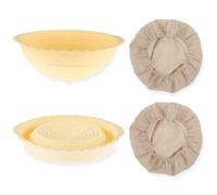 2Pcs Silicone Banneton Proofing Basket Set, Sourdough Proofing Basket Sourdough Bread Starter Kit Foldable Reusable Heat Resistance, Bread Proofing Basket with 2 Cloth Cover Easy to Release Round for