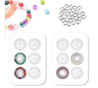 2Pcs Silicone Bead Molds for Resin Bead Molds with Hole Round Beads Mold for Resin Bracelet Jewelry Making DIY Crafting Polymer Clay Projects, 30pcs Washers