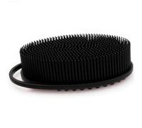 2PCS Silicone Body Scrubber, 2-in-1 Double Side Body Wash Scrubber, Soft Non-slip Shower Brush, Hanging Silicone Loofah, Exfoliating Brush Black