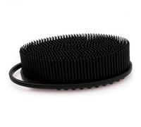 2PCS Silicone Body Scrubber 2-in-1 Double Side Body Wash Scrubber Soft Non-Slip Shower Brush Hanging Silicone Loofah Exfoliating Brush, Black