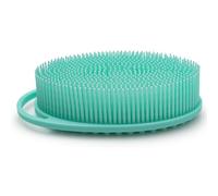 2PCS Silicone Body Scrubber, 2-in-1 Double Side Body Wash Scrubber, Soft Non-slip Shower Brush, Hanging Silicone Loofah, Exfoliating Brush Green