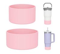 2PCS Silicone Boot for Stanley 30 oz Tumbler With Handle, Cup Accessories for Quencher 40oz & IceFlow 20oz, Reduces Noise Protector Water Bottle Bottom Sleeve Cover