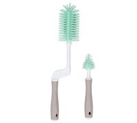 2Pcs Silicone Bottle Brush, Soft Ergonomic Handle Bottle Cleaner Brush Set 360 Degree with Transparent Hooks, Silicone Bottle Brush Straw Cleaner for Cups Hydro Flasks Wine