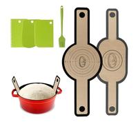 2PCS Silicone Bread Sling for Dutch Oven, Silicone Sourdough Bread Sling Mat with Long Handle & 1 Non-Stick Reusable Baking Mat, for Transferring Sourdough, with 3 Dough Scrapers & 1 Brush