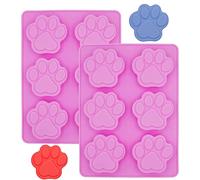 2PCS Silicone Cake Moulds, BREEZO Cat Paw Shaped 6-Cavity Silicone Chocolate Molds, Reusable Ice Cube Trays, Candy, Gummy, Jelly, Soap Molds DIY, Cookies Molds for Pets and Kids
