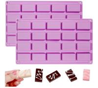 2Pcs Silicone Chocolate Bar Moulds, 20 Cavity Rectangle Chocolate Moulds, Silicone Moulds for Baking, Energy Cereal Bars Mould for Cake Mold, Ice Cube Tray (Purple)