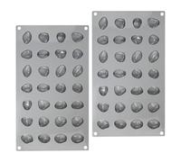 2pcs Silicone Chocolate Mold 28 Cavity Rock Shape Non Stick Tray | Pebble Texture, Reusable Design, for Fondant and Dog Treats, Compact Storage, Freezer Prep