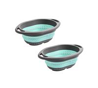 2pcs Silicone Colanders Set Foldable Design Basket Nonslip Base Multipurpose Strainer for Rice Vegetables Noodles Expandable Kitchen Strainer