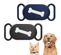 2Pcs Silicone Collar Holders for Samsung Smart Tag 2, Anti-Lost and Waterproof Protective Cases for Galaxy Smart Tag 2, Compatible with Samsung Tracker Tags, Suitable for Cats and Dogs(Black,Blue)