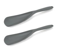 2Pcs Silicone Cooking Spatula Spoon, 29cm Heat Resistant Kitchen Spatula Spoon, Kitchen Cooking Utensil, with Hanging Hole Dishwasher Safe for Cookware Mixing Scraping Serving(Grey)