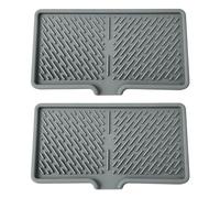 2PCS Silicone Dish Drying Mat 25*13cm, Heat Resistant Non-Slip Draining Mat for Kitchen Counter & Sink, Quick Drainage Reusable Silicone Mat - Also Use as Pot Holder, Placemat(Gray)