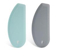 2pcs Silicone Dough Scrapers, 6.77x3.03 Dough Bowl Scrapers Multifunctional Silicone Pastry Scraper Kitchen Bowl Bench Scraper Gadget for Baking Cake Bread Pizza (Gray + Green)