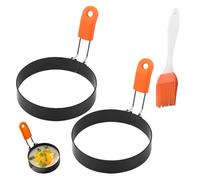 2Pcs Silicone Egg Rings for Frying Molds Easy Fried Egg Ring Pan Circles Moulds for Fried Eggs Circle Stainless Crumpet Rings Non Stick Shaper Breakfast Household Kitchen Cooking Tool Omelette(Orange)