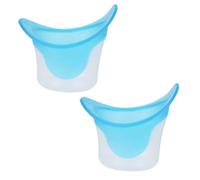 2pcs Silicone Eye Wash Cups, Reusable Eye Bath Cup Flush Kit for Quick Rinse Relief from Dust Makeup Irritants Portable Cleaner for Home Travel (Blue)