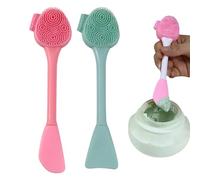 2PCS Silicone Face Scrubber, 6.3 Inch Double Head Pore Cleansing Brush, Face Wash Brush for DIY Mud, Clay, Charcoal Mixed Mask, Gentle Exfoliating, Removing Blackhead, Wash